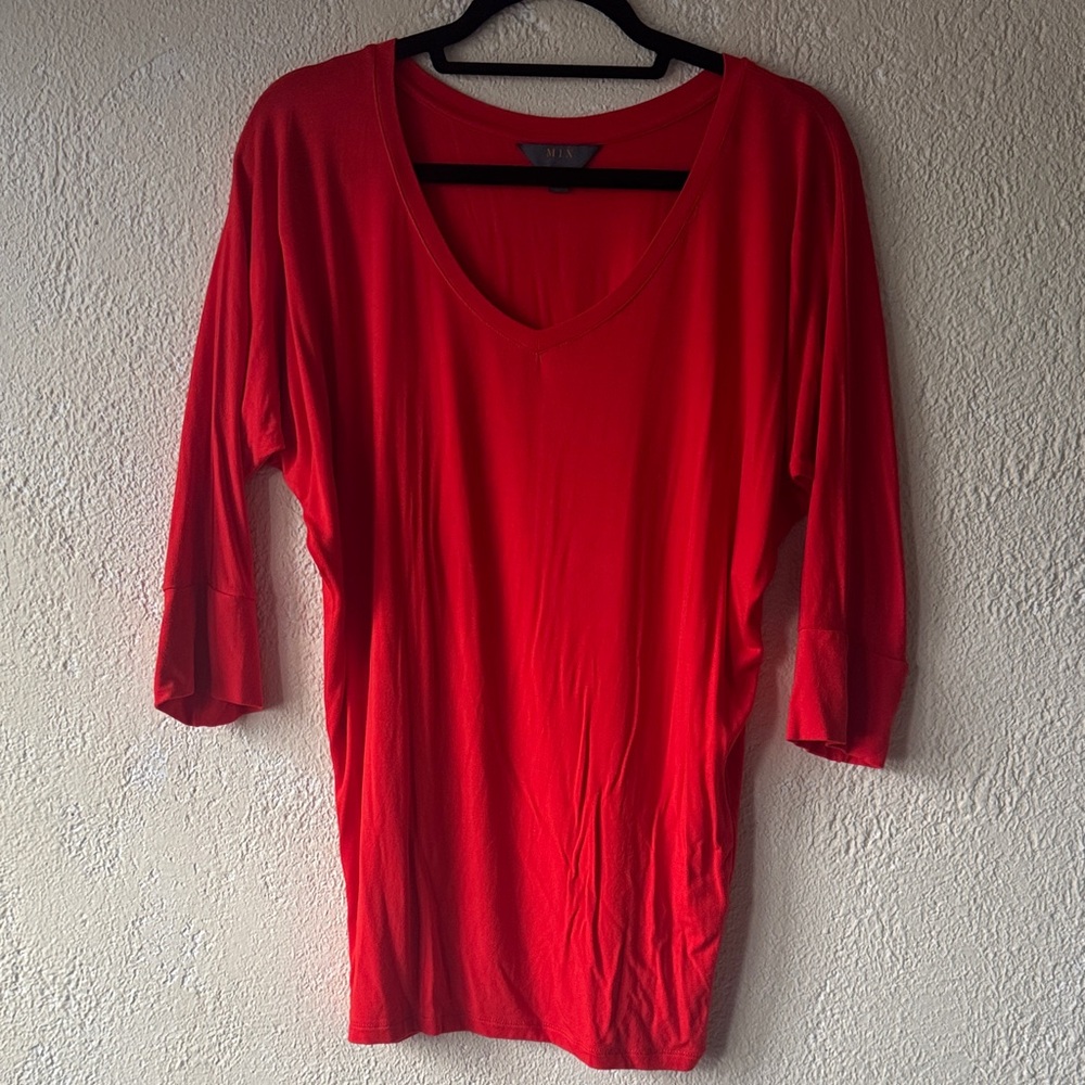 Vibrant Red V-Neck Tunic